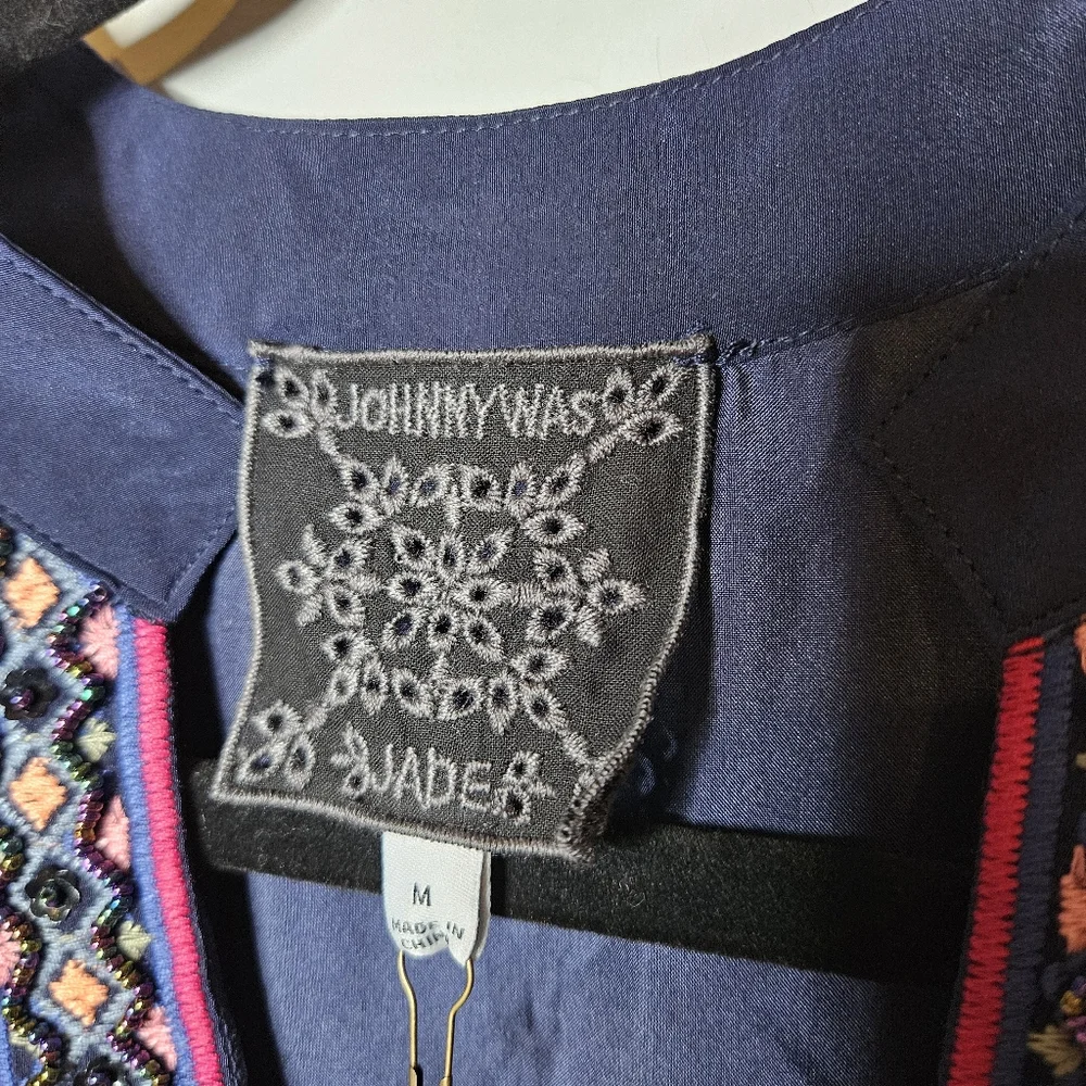 Johnny Was Valeria Silk Floral Beaded Embroidered Maxi Dress‎ Womens Medium NEW - Picture 6 of 9